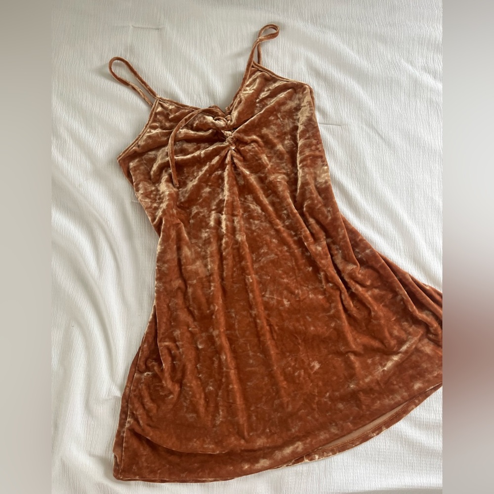Dark tan velvet dress